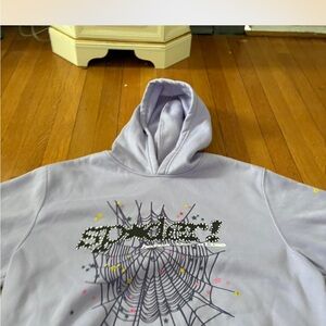 Lavender Hoodie with Spider Web Graphic